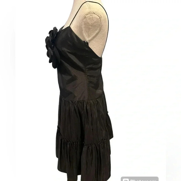 Zac Posen FLORAL APPLIQUE DRESS Black Mini Dress With Flower, Size 2 Brand New - Picture 9 of 12